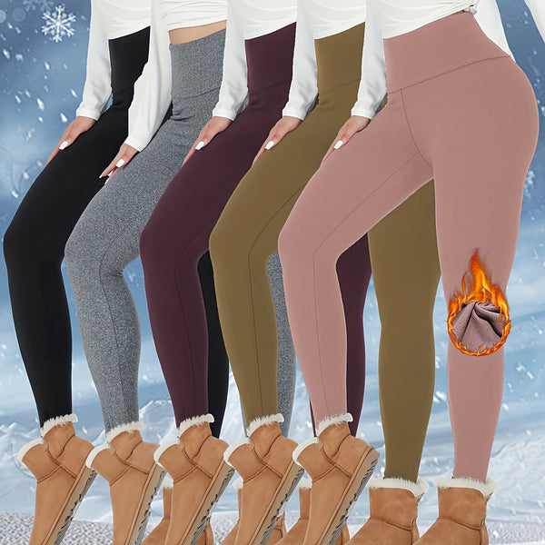  Fleece Lined Leggings Women Thick High Waisted Leggings  Winter Warm Tights White XL