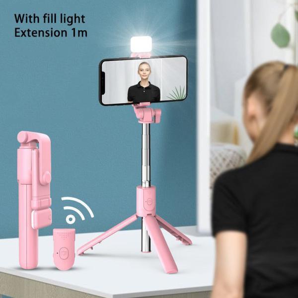2022 New Version Selfie Stick Tripod, 2 Styles (with led light or without light) Wireless Bluetooth Selfie Stick Retractable Mobile Phone Bracklet Tripod Stand with Remote Controller - Ishaanya