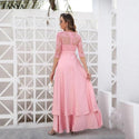 Party Dresses Short Front Long Back Prom Half Sleeves Two Tiered High Low Lace Formal Women Evening Gown Fashion Dress YSAN1624 - Ishaanya