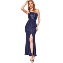 Spaghetti Strap One Shoulder Pleated Splicing Sequin Split Prom Dresses Long Evening Party Gown Blue 501 - Ishaanya