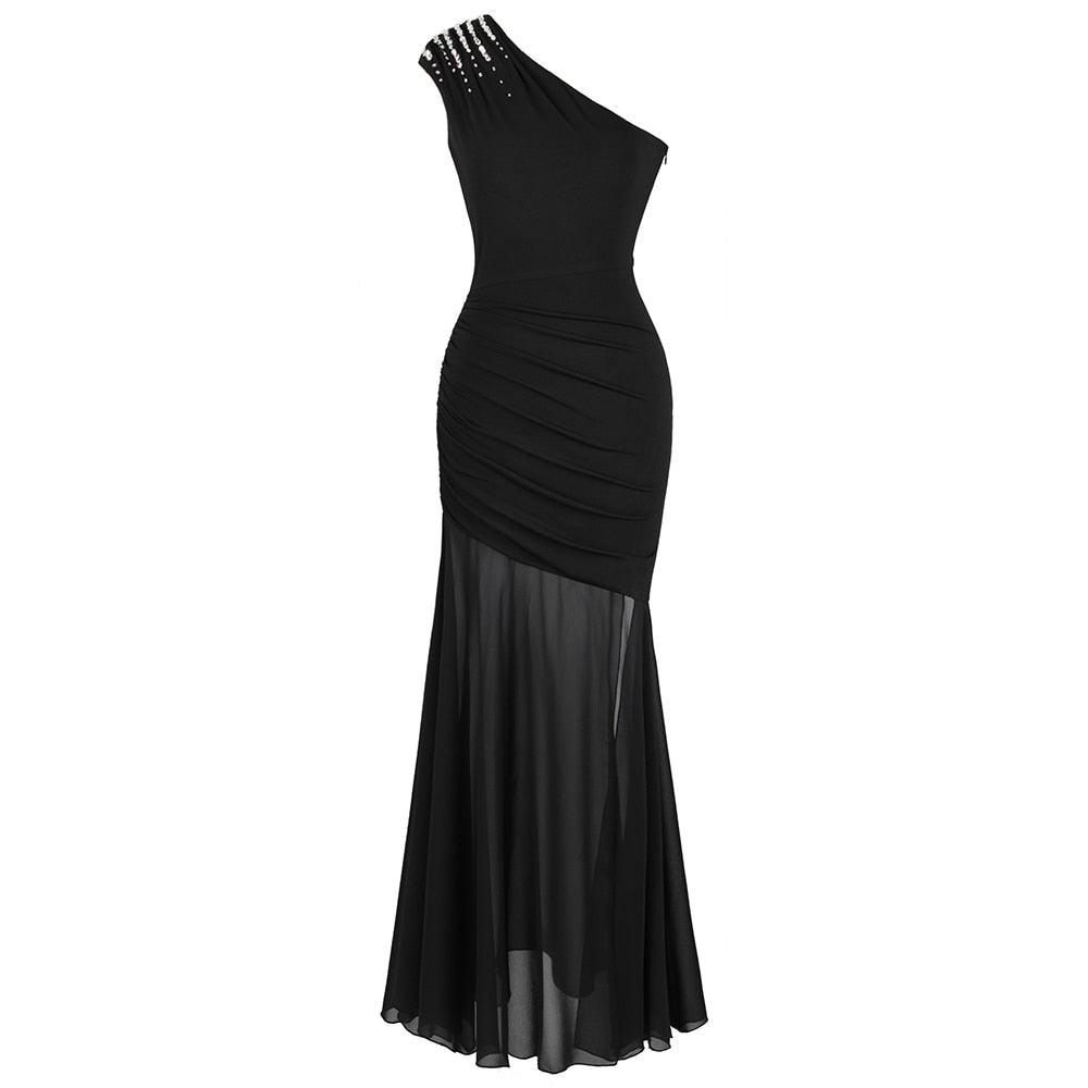 Queendancer Women Sparkly Prom Dress with Slit Black Off The Shoulder  Tiered A-Line Evening Dress – queendanceruk