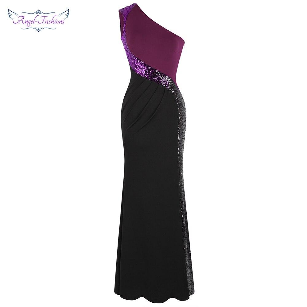 Women's Purple Black Evening Dresses Splicing Sequin Ruched Slit Long