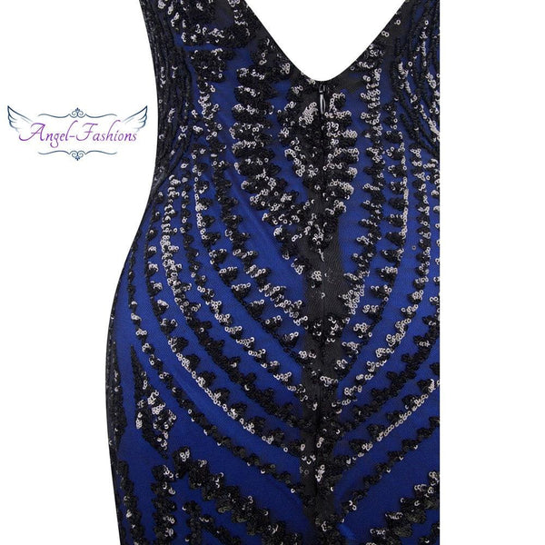 vestido de festa Boat Nect Sequin  Mermaid Long Evening Dress Abendkleid  Black 220 - Ishaanya