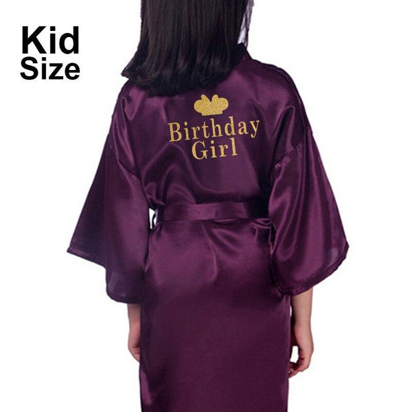 Birthday Girl&Mother Of Birthday Girl Robe Satin Toddler Baby Women Princess Spa Party Favor Ladies Dressing Gift kimono robes - Ishaanya