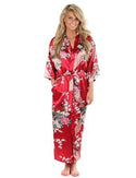 Brand New Black Women Silk Kimono Robes Long Sexy Nightgown Vintage Printed Night Gown Flower Plus Size S M L XL XXL XXXL A-045 - Ishaanya