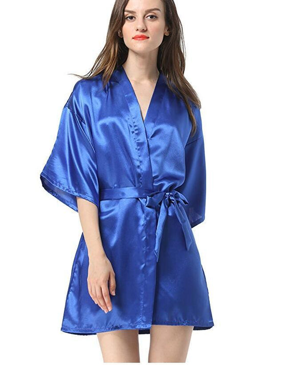 New Black Chinese Women's Faux Silk Robe Bath Gown Hot Sale Kimono