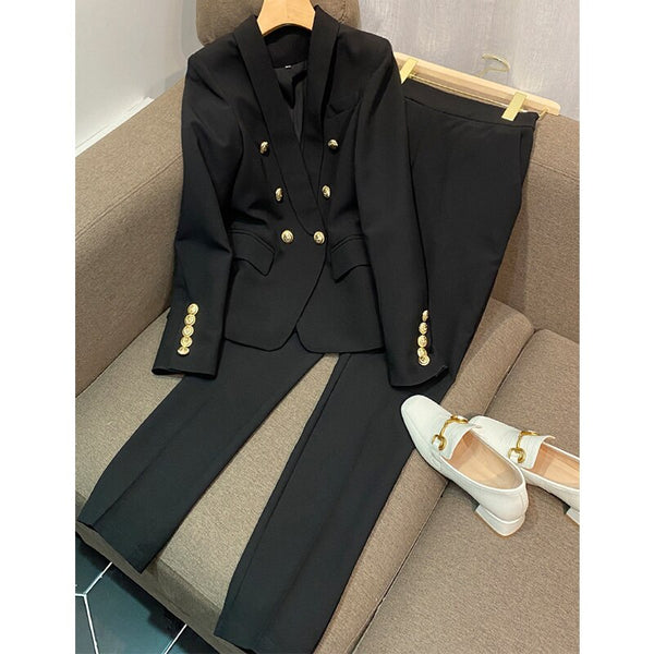 Red Dark Blue Black Women Pant Suit for Office Lady Two Pieces Set Size  S-4XL Formal Work Career Blazer Coat With Pant Set Suit