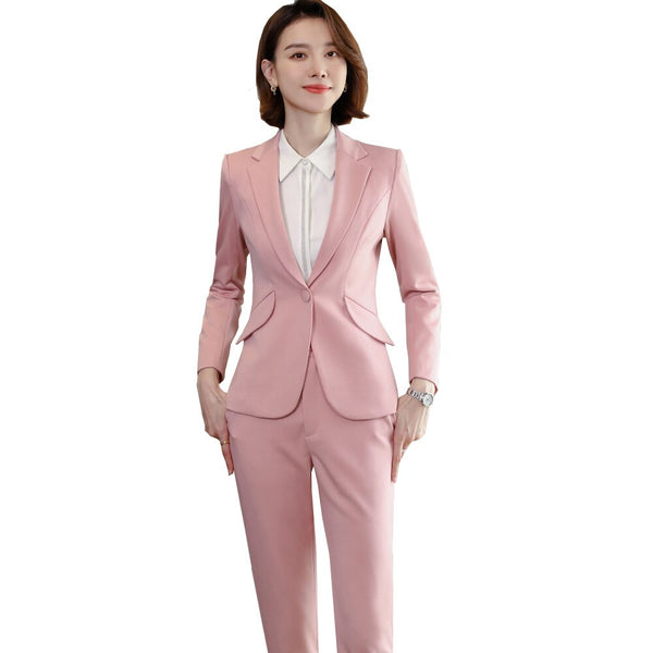 High Quality Formal Women 2 Piece Pants Suit Autumn Winter Purple Red  Professional Office Lady Business Suits Trouser And Blazer