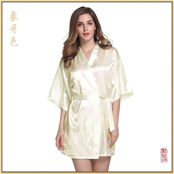 Satin Robe women robe Silk kimono robes for women short Dressing gown Mother of the bride robe Bridesmaid party gifts WQ18 - Ishaanya
