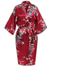 Silk Satin Wedding Bride Bridesmaid Robe Floral Bathrobe Short Kimono Robe Night Robe Bath Robe Fashion Dressing Gown For Women - Ishaanya