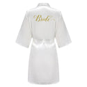 Wedding Party Team Bride Robe With Black Letters Kimono Satin Pajamas Bridesmaid Bathrobe SP003 - Ishaanya