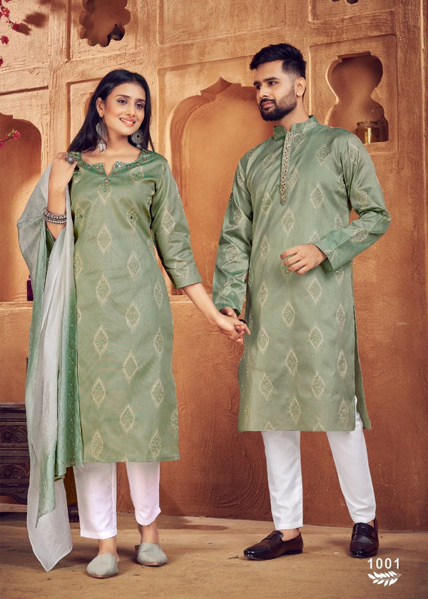 Buy Blue Jacquard Silk Traditional Wear Sequins Work Couple Kurta Online  From Wholesale Salwar.