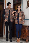 Bagru Printed Men's And Women Cotton Jacket-ISKWWC2211993