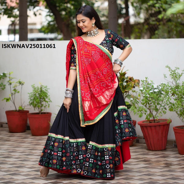Buy Glamorous Black Gamthi Work Cotton Navratri Lehenga Choli - Zeel  Clothing