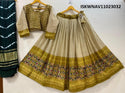 Lehariya Printed Crepe Silk Lehenga With Blouse Ande Modal Silk Dupatta-ISKWNAV11023032
