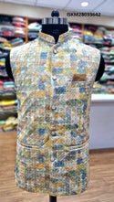 Printed Cotton Chikankari Jacket-ISKM28033642