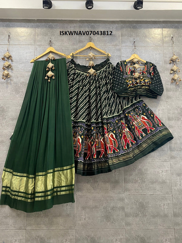 Foil Printed Pashmina Silk Lehenga With Blouse And Moda Dupatta-ISKWNAV07043812