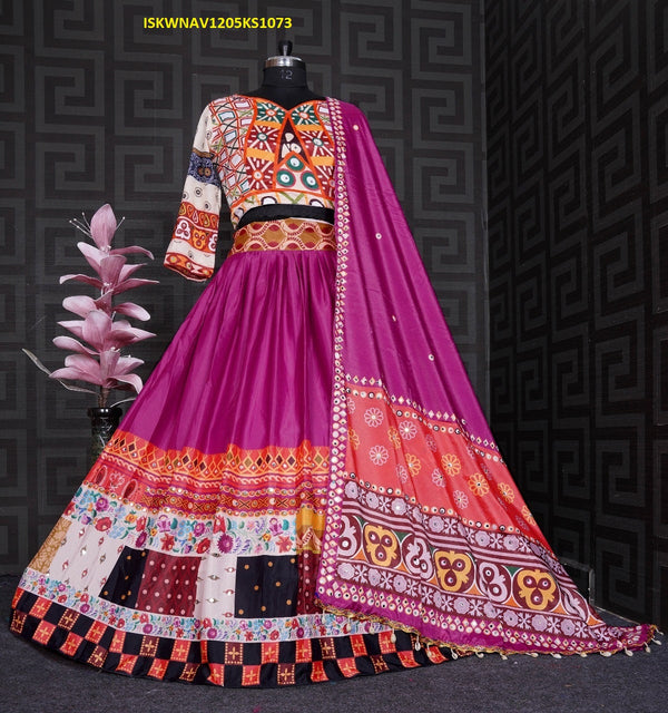 Digital Printed Chinon Silk Lehenga With Blouse And Butter Silk Dupatta-ISKWNAV1205KS1073