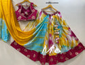 Tie And Dye Shibori Printed Cotton Silk Lehenga With Cotton Blouse And Viscose Dupatta-ISKWNAV11054232