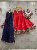 Embroidered Cotton Lehenga With Blouse And Dupatta-ISKWNAV03064474