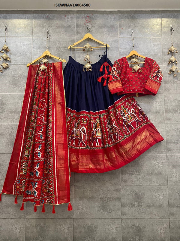 Foil Printed Pashmina Silk Lehenga With Blouse And Modal Dupatta-ISKWNAV14064580