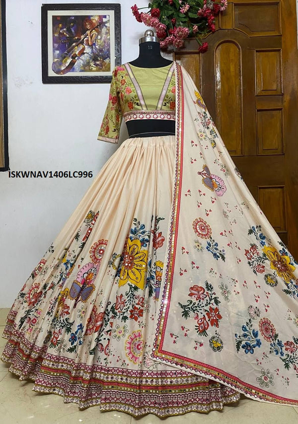 Digital Printed Butter Silk Lehenga With Blouse And Dupatta-ISKWNAV1406LC996