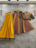 Kalamkari Printed Cotton Lehenga With Blouse And Dupatta-ISKWNAV24064626