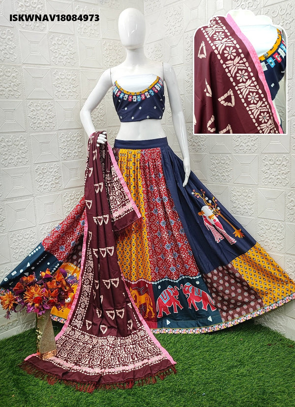 Multi Colored Designer Cotton Lehenga Choli with Jacket