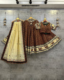 Kalamkari Printed Cotton Lehenga With Blouse And Dupatta-ISKWNAV19084977