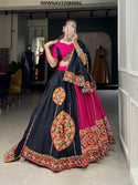 Embroidered Cotton Lehenga With Blouse And Dupatta-ISKWNAV22084991