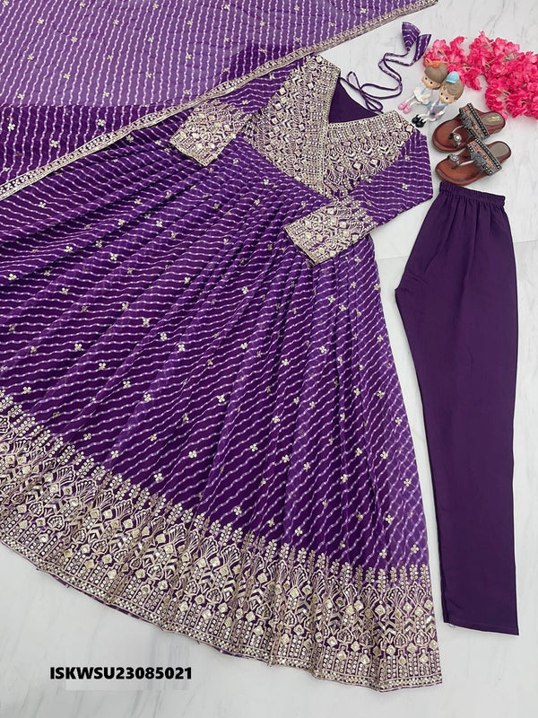 Lehariya Printed Georgette Gown With Dupatta-ISKWSU23085021