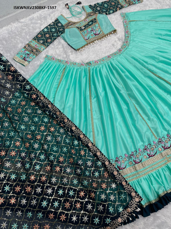 Embroidered Silk Lehenga With Blouse And Georgete Dupatta-ISKWNAV2308KF-1597