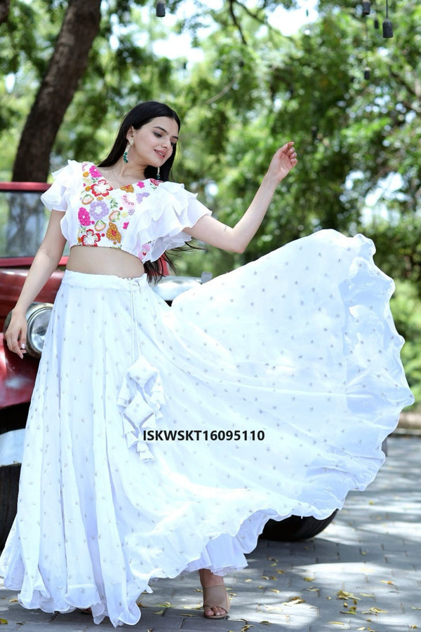 Embroidered Georgette Skirt With Blouse-ISKWSKT16095110