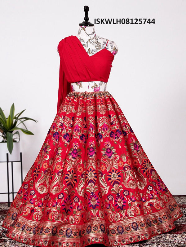 Blue Lehenga Skirt With Embroidered Blouse & Attached Dupatta Design by  Salian by Anushree at Pernia's Pop Up Shop 2024