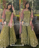 Embroidered Georgette Kurti With Sharara And Butterfly Net Dupatta-ISKWSH25124596