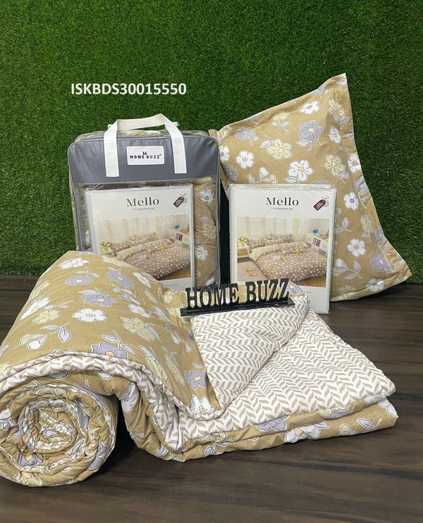 Glace Cotton Bedsheet With Pillow Cover-ISKBDS30015550