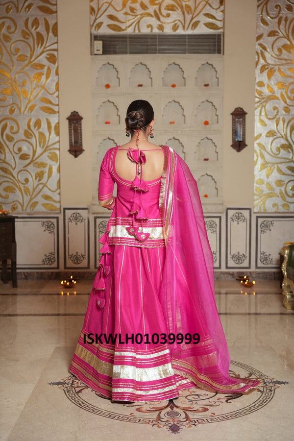 Sequined Cotton Silk Lehenga With Blouse And Organza Dupatta-ISKWLH01039999