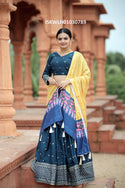 Embroidered Silk Lehenga With Blouse And Digital Printed Maslin Dupatta-ISKWLH01030789