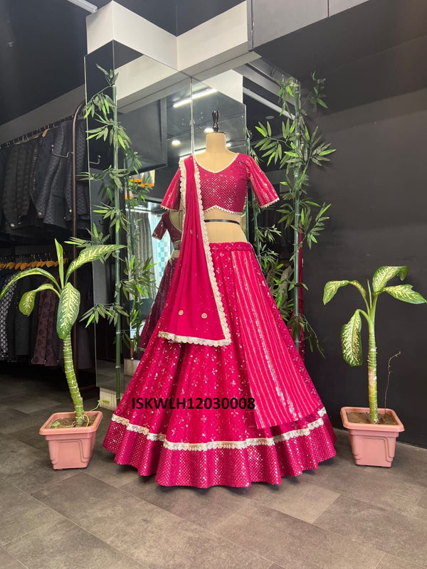 Embroidered Georgette Lehenga With Padded Blouse And Dupatta-ISKWLH12030008