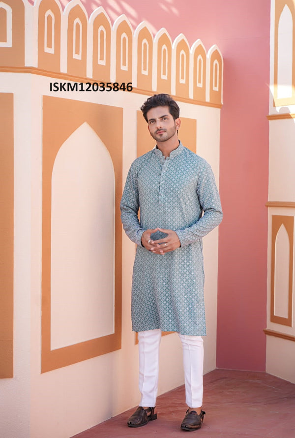 Men's Modal Satin Kurta With Pajama-ISKM12035846