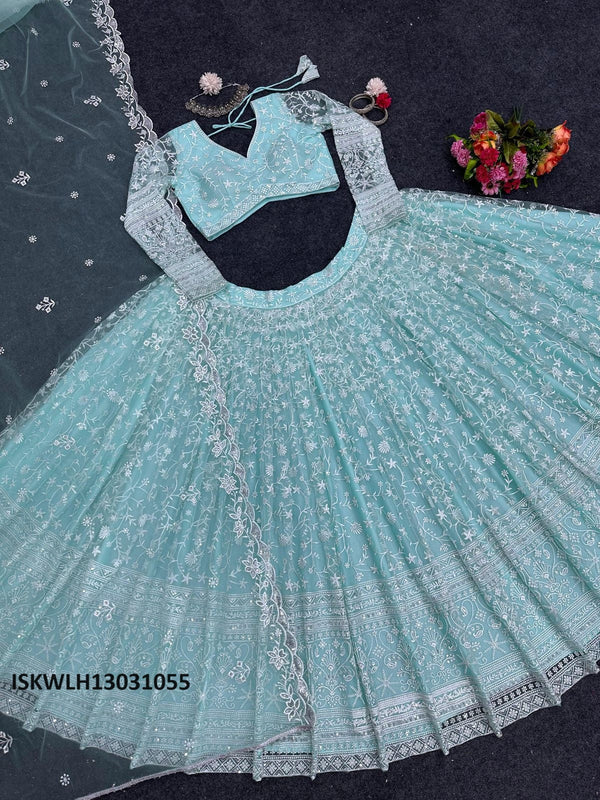 Embroidered Butterfly Net Lehenga With Blouse And Dupatta-ISKWLH13031055