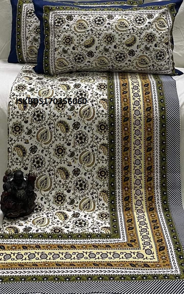 Printed Cotton Bedsheet With Pillow Cover-ISKBDS170356060