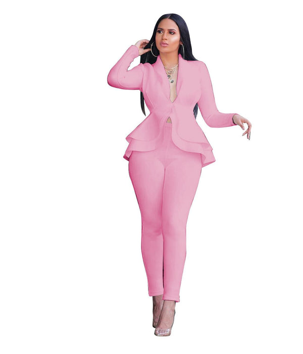 Fashion Purple Pink Pant Suit Women Office Ladies Formal Blazer And Trouser  Female Long Sleeve Work Business Wear 2 Piece Set