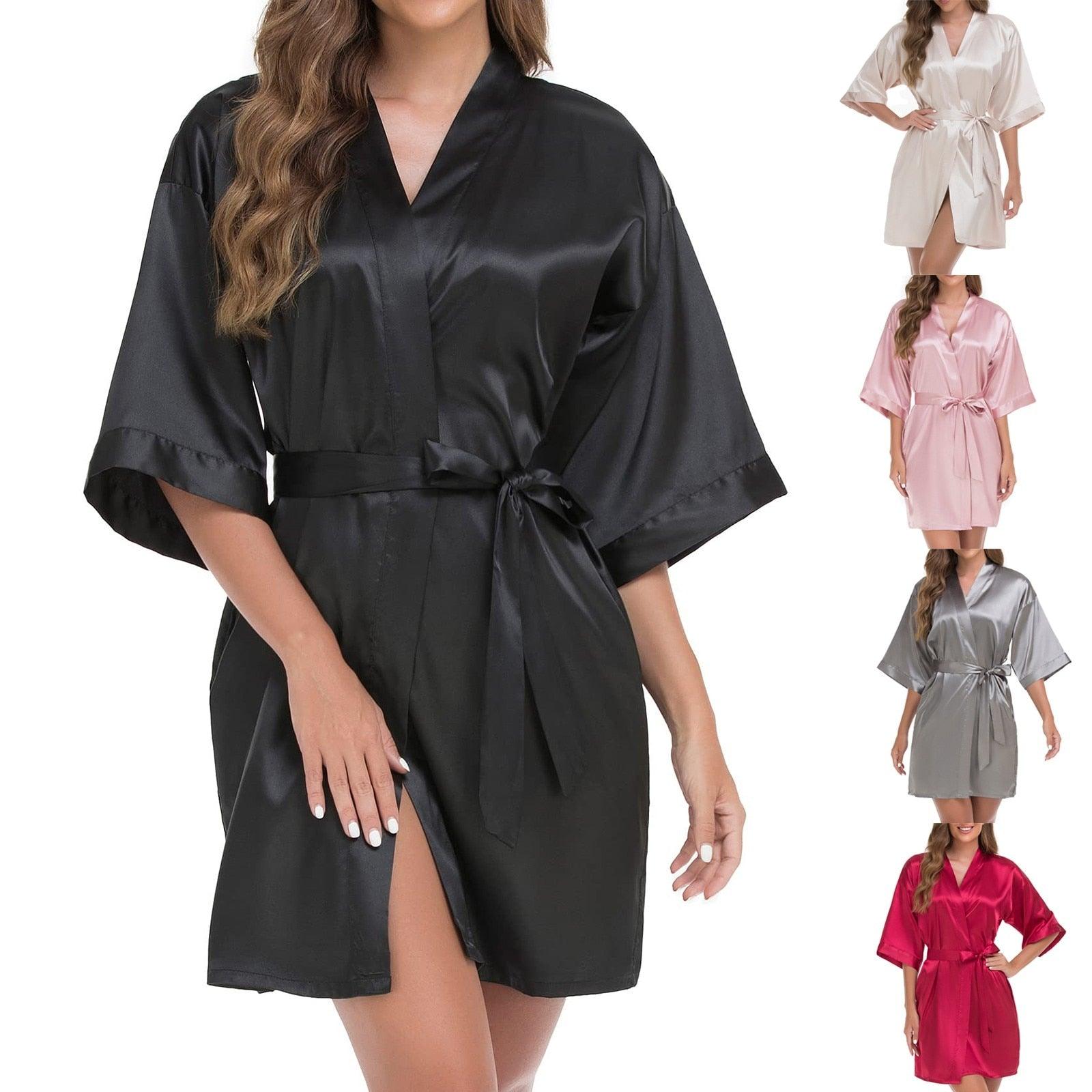 Fajas Sonryse Satin Dress Silk Robes for Women with Lace