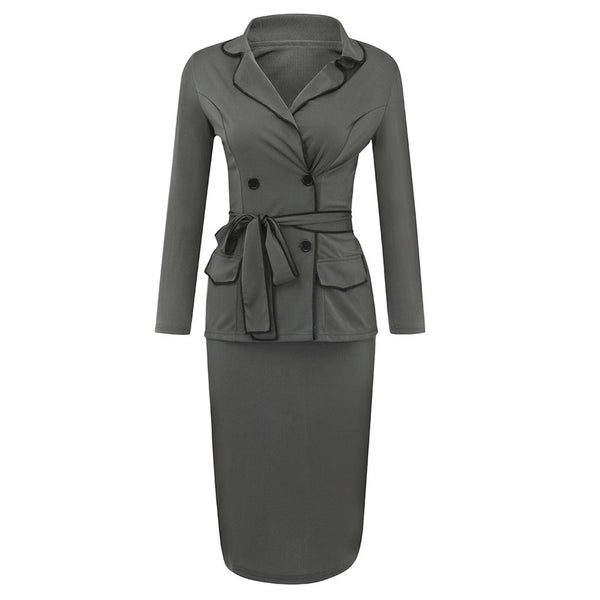Women Suit Office Work Wear gray Dress Suit Women Suits Office Sets Sk