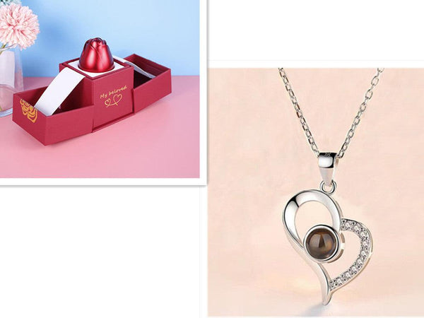 2023 Hot Valentine's Day Gifts Metal Rose Jewelry Gift Box Necklace For Wedding Girlfriend Necklace Gifts - Ishaanya