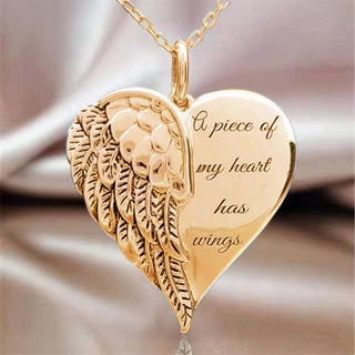 European And American Angel Wings Lettering Necklace - Ishaanya