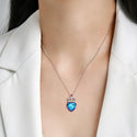 Blue Light Peach Heart Crown Necklace S925 Sterling Silver - Ishaanya