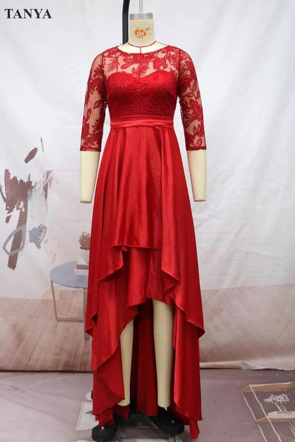 Buy Red Evening Dresses Sheath Short Sleeves Women Long Evening Gown Prom  Dresses Online in India - Etsy