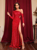 Woman'S New Sexy Sequin Lace Up Slit Party Dress Dress - Ishaanya